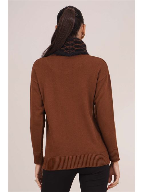 Maglia in misto lana Love To Love by Gai Mattiolo | LT705BISCOTTO/NERO